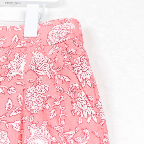 J CREW Floral Linen Blend High Rise 5" Shorts Rose Pink Feminine Preppy Sz 14 - Picture 4 of 7